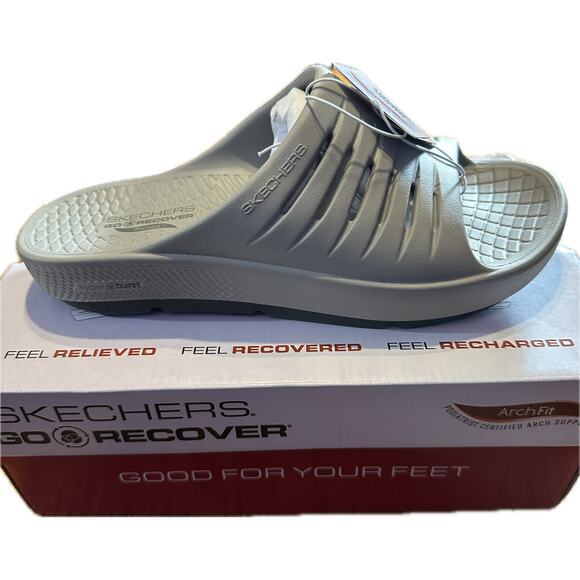 Brand New Skechers GO RECOVER Arch Fit Sandals - Grey - Picture 9 of 11